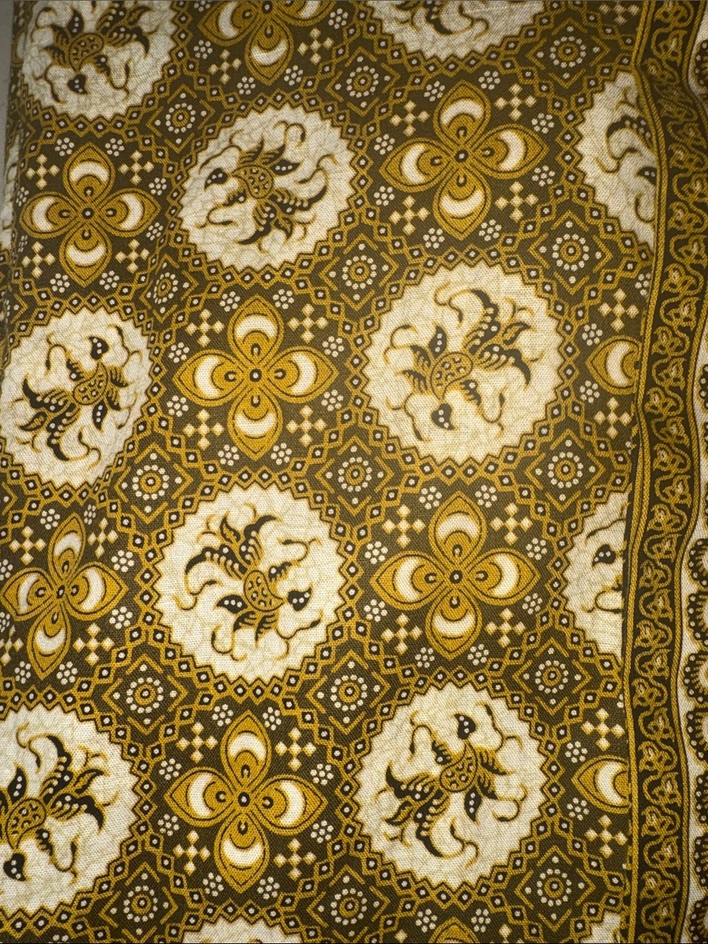 Vintage ADRM Dua Sekawan Indonesian Batik Shirt Mens 3L Brown Gold Button Front - Picture 2 of 7